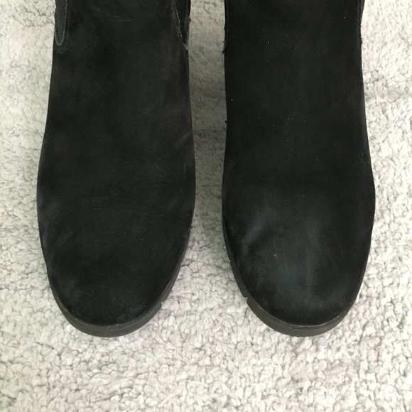 Cliffs Boots Womens 8.5 Suede Wedge Ankle Elastic Band 2.5" Heels Black - Picture 3 of 12